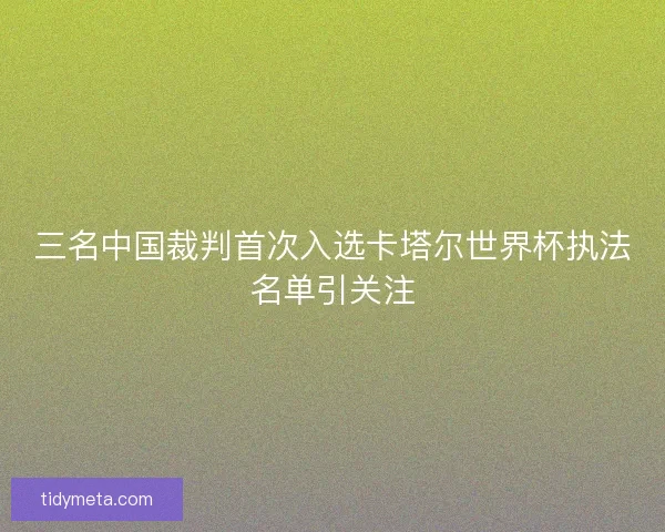 三名中国裁判首次入选卡塔尔世界杯执法名单引关注