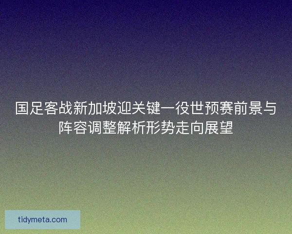国足客战新加坡迎关键一役世预赛前景与阵容调整解析形势走向展望